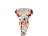 Rose gold Three-Stone Emerald Cut Diamond Pavé Band with Four-Prong Setting_51