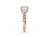 Rose gold Three-Stone Emerald Cut Diamond Pavé Band with Prong Setting_5