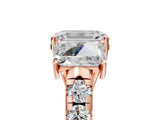 Rose gold Three-Stone Emerald Cut Diamond Pavé Band with Prong Setting_8