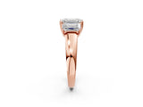 Rose gold Three-Stone Emerald Cut Diamond Ring with Channel Set Band and Four-Prong Setting_13