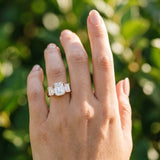 Rose gold Three-Stone Emerald Cut Diamond Ring with Channel Set Band and Four-Prong Setting_21