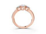 Rose gold Three-Stone Emerald Cut Diamond Ring with Channel Set Band and Four-Prong Setting_23