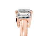 Rose gold Three-Stone Emerald Cut Diamond Ring with Channel Set Band and Four-Prong Setting_23