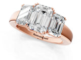 Rose gold Three-Stone Emerald Cut Diamond Ring with Channel Set Band and Four-Prong Setting_33