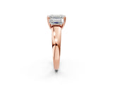 Rose gold Three-Stone Emerald Cut Diamond Ring with Channel Set Band and Four-Prong Setting_34