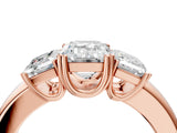 Rose gold Three-Stone Emerald Cut Diamond Ring with Channel Set Band and Four-Prong Setting_36