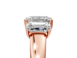 Rose gold Three-Stone Emerald Cut Diamond Ring with Channel Set Band and Four-Prong Setting_37