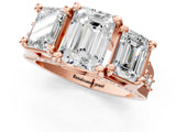 Rose gold Three-Stone Emerald Cut Diamond Ring with Channel-Set Band and Four-Prong Setting_53