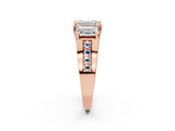 Rose gold Three-Stone Emerald Cut Diamond Ring with Channel-Set Band and Four-Prong Setting_54