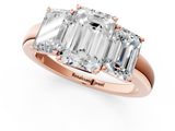 Rose gold Three-Stone Emerald Cut Diamond Ring with Channel-Set Band and Four-Prong Setting_62