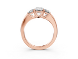 Rose gold Three-Stone Emerald Cut Diamond Ring with Channel-Set Band and Four-Prong Setting_64