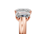 Rose gold Three-Stone Emerald Cut Diamond Ring with Channel-Set Band and Four-Prong Setting_66