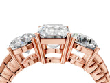 Rose gold Three-Stone Emerald Cut Diamond Ring with Channel-Set Band and Prong Setting_10
