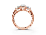 Rose gold Three-Stone Emerald Cut Diamond Ring with Channel-Set Band and Prong Setting_9