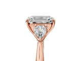 Rose gold Three-Stone Emerald Cut Diamond Ring with Pear  Side Stones in Four-Prong Setting_17