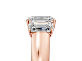 Rose gold Three-Stone Emerald Cut Diamond Ring with Prong Setting and Classic Band_8
