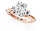 Rose gold Three-Stone Emerald Cut Diamond Solitaire with Prong Setting and Classic Band_60