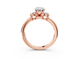 Rose gold Three-Stone Emerald Cut Diamond Solitaire with Prong Setting and Classic Band_62