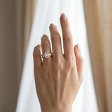 Rose gold Three-Stone Emerald Cut Diamond Twist Band with Prong Setting_13