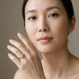 Rose gold Three-Stone Emerald Cut Diamond Twist Band with Prong Setting_14