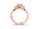 Rose gold Three-Stone Emerald Cut Diamond Twist Band with Prong Setting_71