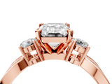 Rose gold Three-Stone Emerald Cut Diamond Twist Band with Prong Setting_72