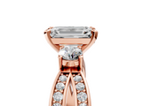 Rose gold Three-Stone Emerald Cut Diamond Twist Band with Prong Setting_73