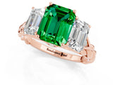 Rose gold Three-Stone Emerald Cut Emerald Braided Band Ring with Four-Prong Setting_37