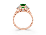 Rose gold Three-Stone Emerald Cut Emerald Braided Band Ring with Four-Prong Setting_39