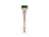 Rose gold Three-Stone Emerald Cut Emerald Pavé Band with Four-Prong Setting_2