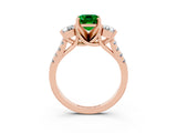 Rose gold Three-Stone Emerald Cut Emerald Pavé Band with Four-Prong Setting_3