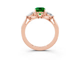 Rose gold Three-Stone Emerald Cut Emerald Ring with Pear  Side Stones in Four-Prong Setting_39