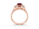 Rose gold Three-Stone Emerald Cut Garnet Braided Band Ring with Four-Prong Setting_39