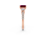 Rose gold Three-Stone Emerald Cut Garnet Pavé Band with Four-Prong Setting_2
