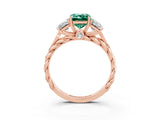 Rose gold Three-Stone Emerald Cut Green Sapphire Braided Band Ring with Four-Prong Setting_39