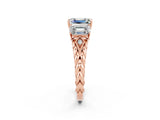Rose gold Three-Stone Emerald Cut Moissanite Braided Band Ring with Four-Prong Setting_38