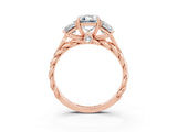 Rose gold Three-Stone Emerald Cut Moissanite Braided Band Ring with Four-Prong Setting_39