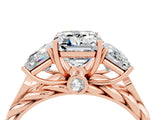 Rose gold Three-Stone Emerald Cut Moissanite Braided Band Ring with Four-Prong Setting_40