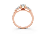 Rose gold Three-Stone Emerald Cut Moissanite Ring with Pear Side Stones and Four-Prong Setting_3
