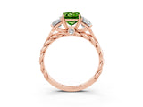 Rose gold Three-Stone Emerald Cut Peridot Braided Band Ring with Four-Prong Setting_39