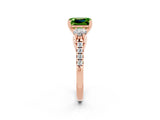 Rose gold Three-Stone Emerald Cut Peridot Pavé Band with Four-Prong Setting_2