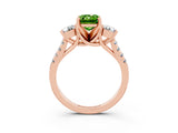 Rose gold Three-Stone Emerald Cut Peridot Pavé Band with Four-Prong Setting_3