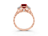 Rose gold Three-Stone Emerald Cut Ruby Braided Band Ring with Four-Prong Setting_39