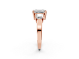 Rose gold Three-Stone Emerald Cut Solitaire Ring with Prong Setting_5