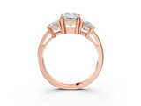 Rose gold Three-Stone Emerald Cut Solitaire Ring with Prong Setting_6