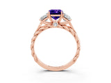 Rose gold Three-Stone Emerald Cut Tanzanite Braided Band Ring with Four-Prong Setting_39