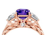 Rose gold Three-Stone Emerald Cut Tanzanite Braided Band Ring with Four-Prong Setting_40