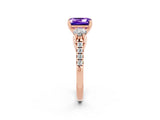 Rose gold Three-Stone Emerald Cut Tanzanite Pavé Band with Four-Prong Setting_2