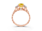 Rose gold Three-Stone Emerald Cut Yellow Sapphire Braided Band Ring with Four-Prong Setting_63