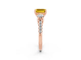 Rose gold Three-Stone Emerald Cut Yellow Sapphire Pavé Band with Four-Prong Setting_26
